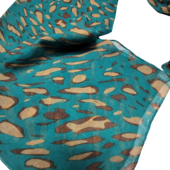 Teal Animal Print Colored Scarf NEW - Picture 5 of 6